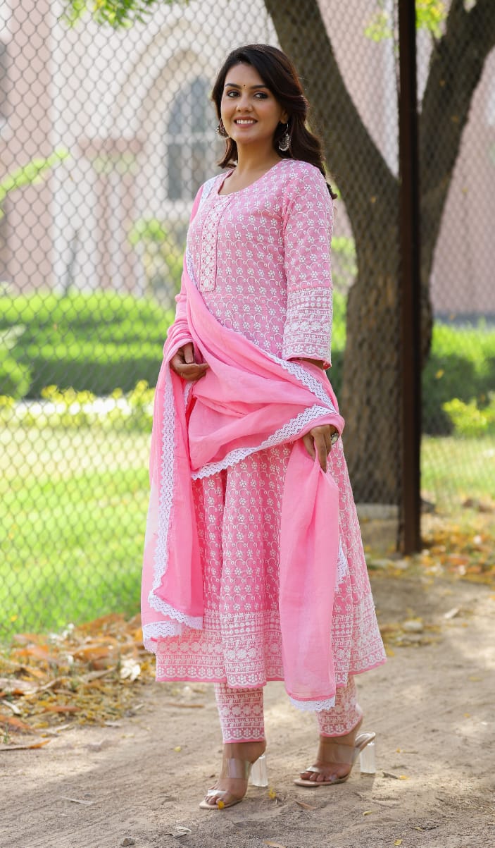 Baby pink Anarkali Set